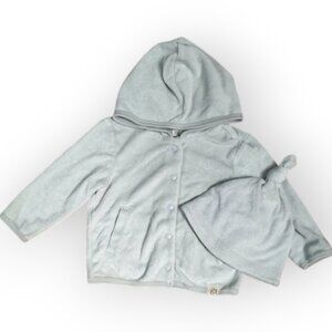 NWT Gymboree Baby Jacket & Hat Set Gray Terrycloth Hooded 18-24M / 12-24M
